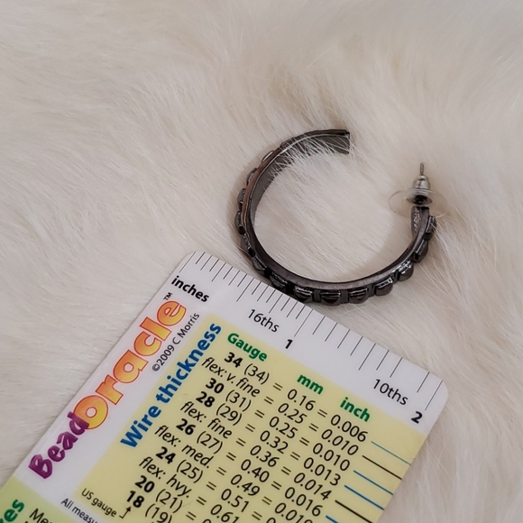 KOLLECTIN Shiny silver black textured hoop earrings NWOT - Picture 3 of 5